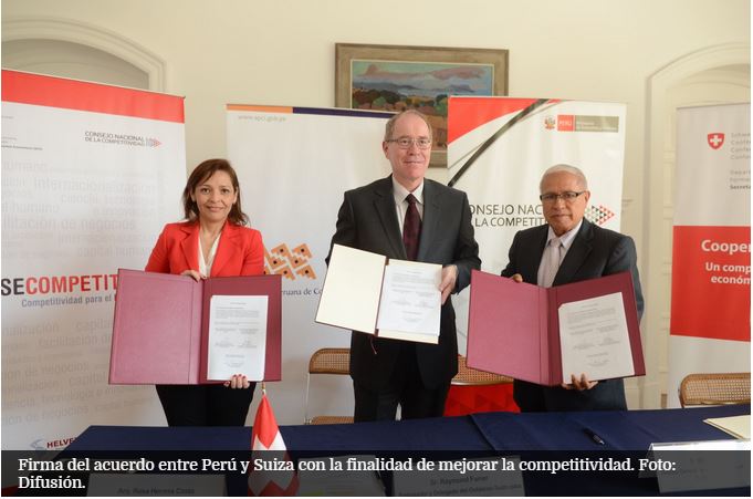 Firma acuerdo Perú Suiza para mejorar competitividad